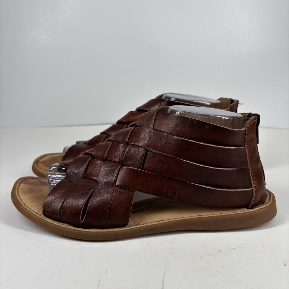 Born Iwa Women's US 9M Brown Leather Woven Gladiator Flat Zip Sandals BR0032992 - Picture 9 of 16